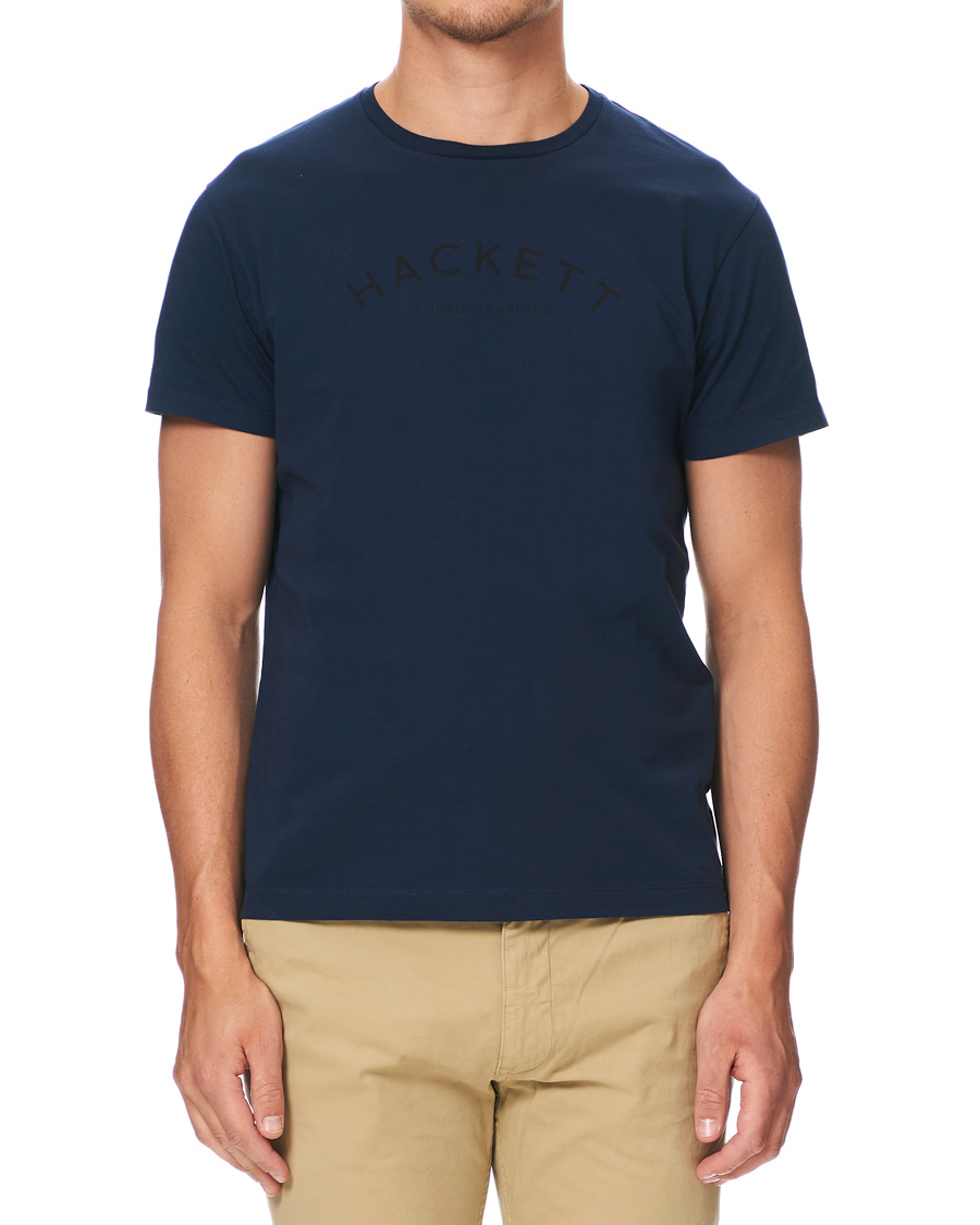 Herr | T-Shirts | Hackett | Logo Crew Neck Tee Navy