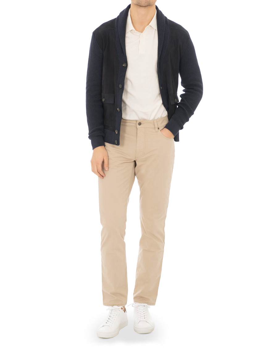 Herr | Tröjor | Hackett | Mayfair Knitted Suede Cardigan Navy
