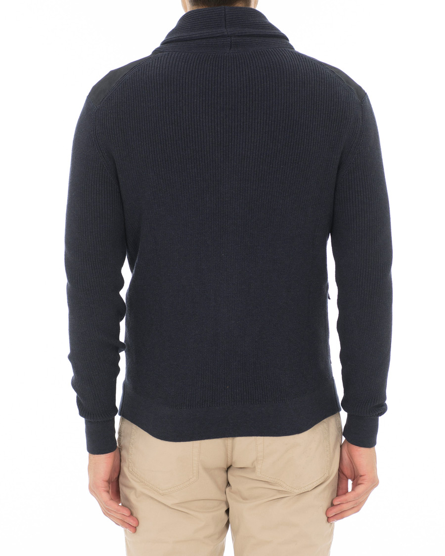 Herr | Tröjor | Hackett | Mayfair Knitted Suede Cardigan Navy