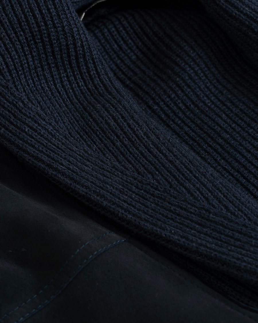 Herr | Tröjor | Hackett | Mayfair Knitted Suede Cardigan Navy