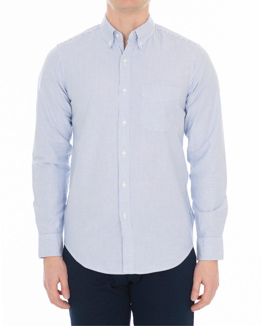 Herr | Skjortor | J.Crew | Slim Fit Stretch Oxford University Stripe Shirt Blue