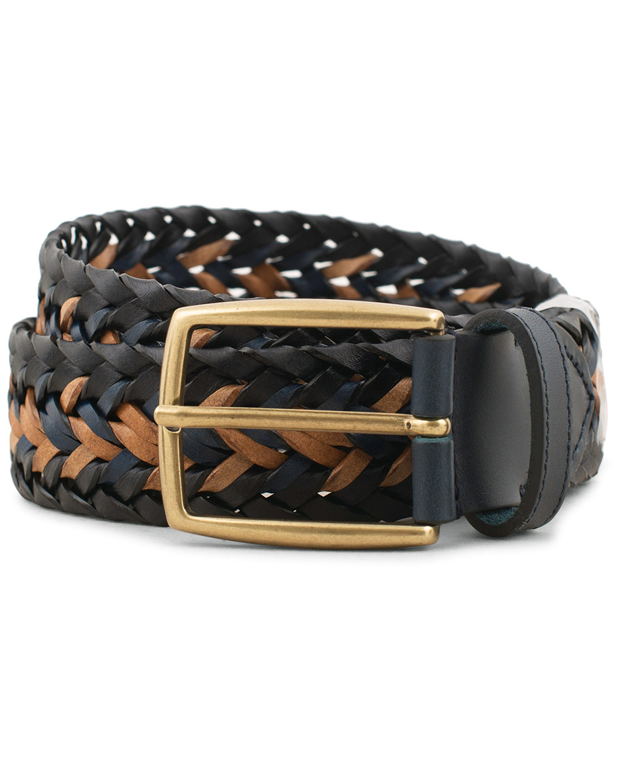 Herr | Morris Braided Leather Belt Navy/Nature | Morris | Braided Leather Belt Navy/Nature