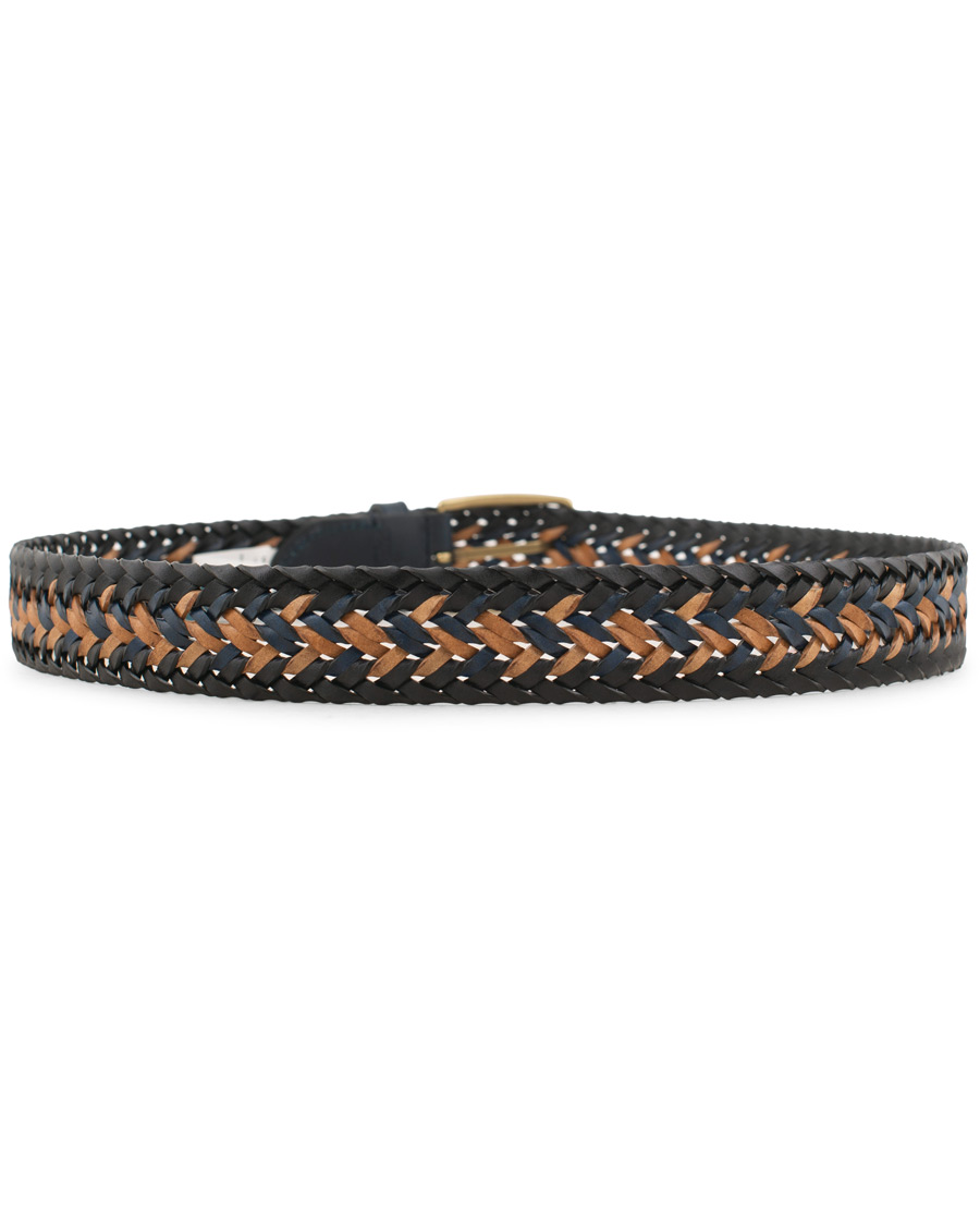 Herr | Morris Braided Leather Belt Navy/Nature | Morris | Braided Leather Belt Navy/Nature