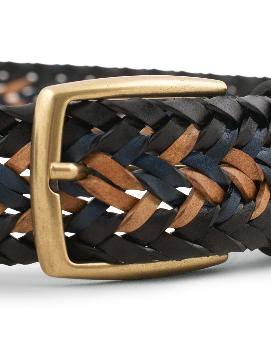 Herr | Morris Braided Leather Belt Navy/Nature | Morris | Braided Leather Belt Navy/Nature