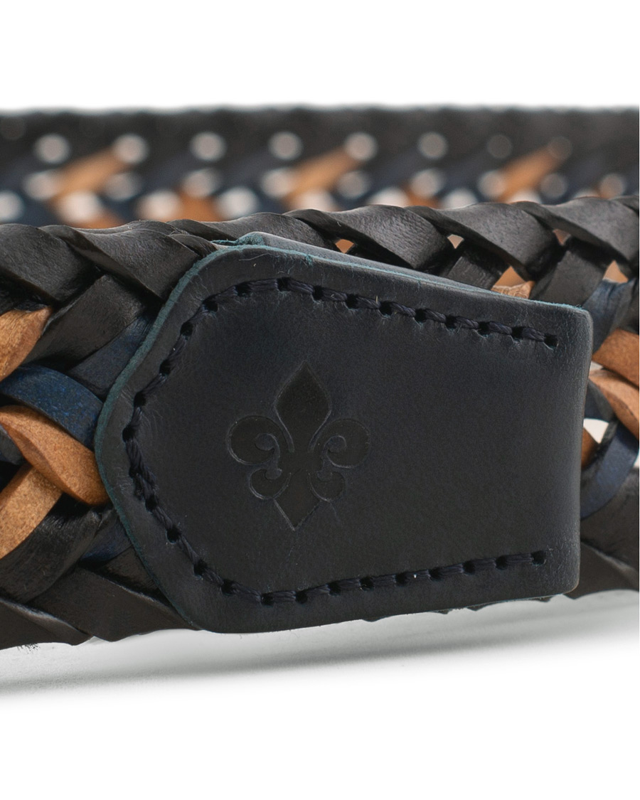 Herr | Morris Braided Leather Belt Navy/Nature | Morris | Braided Leather Belt Navy/Nature