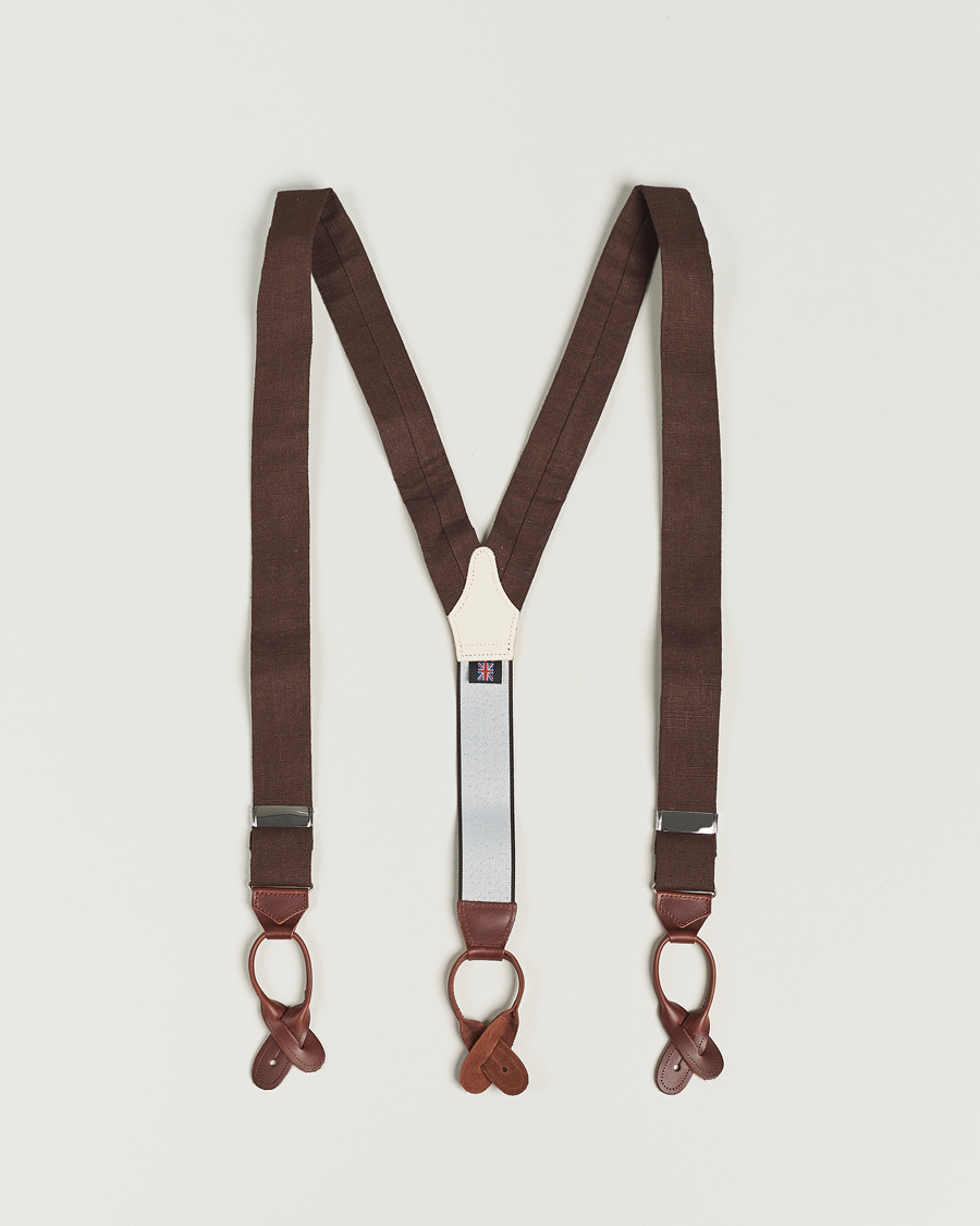 Herr | Albert Thurston Linen Braces 38mm Brown | Albert Thurston | Linen Braces 38mm Brown