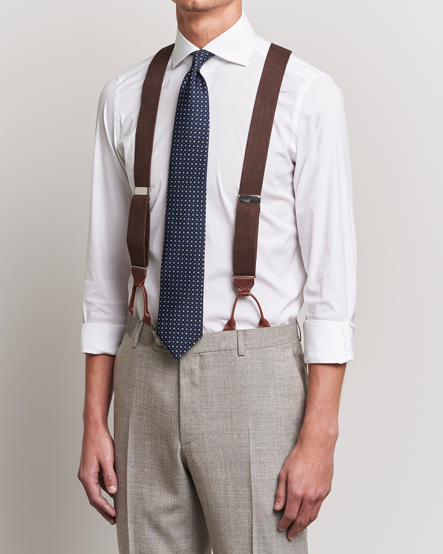 Herr | Albert Thurston Linen Braces 38mm Brown | Albert Thurston | Linen Braces 38mm Brown