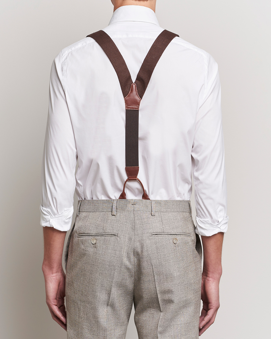 Herr | Hängslen | Albert Thurston | Linen Braces 38mm Brown