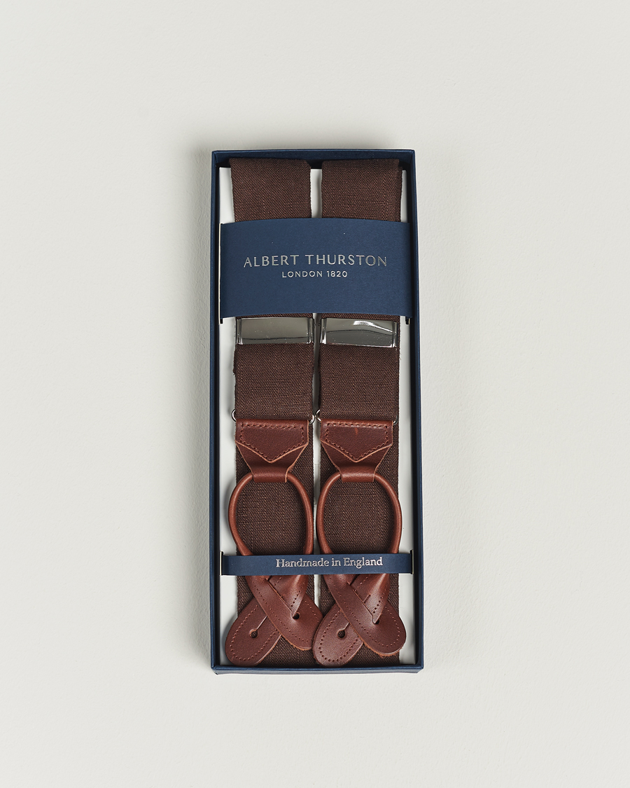 Herr | Albert Thurston Linen Braces 38mm Brown | Albert Thurston | Linen Braces 38mm Brown