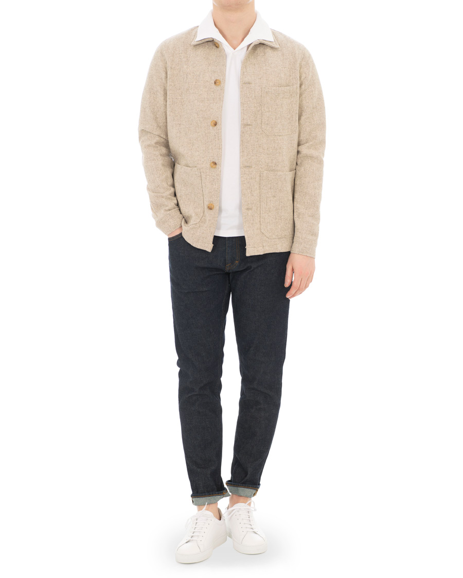 Herr | Skjortor | A Day's March | Original Wool Overshirt Off White Melange