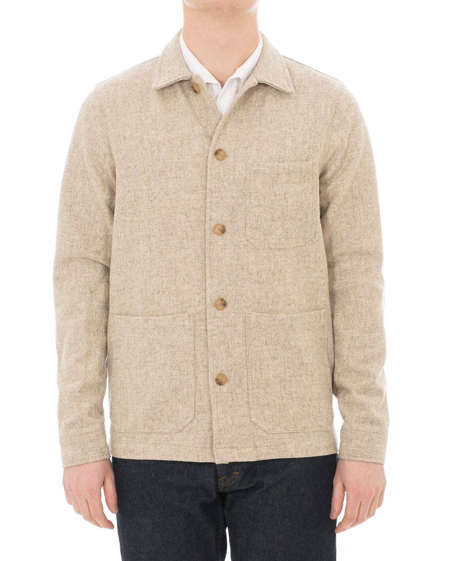 Herr | Skjortor | A Day's March | Original Wool Overshirt Off White Melange