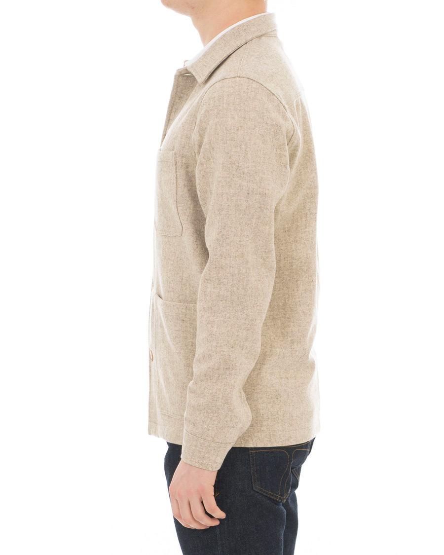 Herr | Skjortor | A Day's March | Original Wool Overshirt Off White Melange