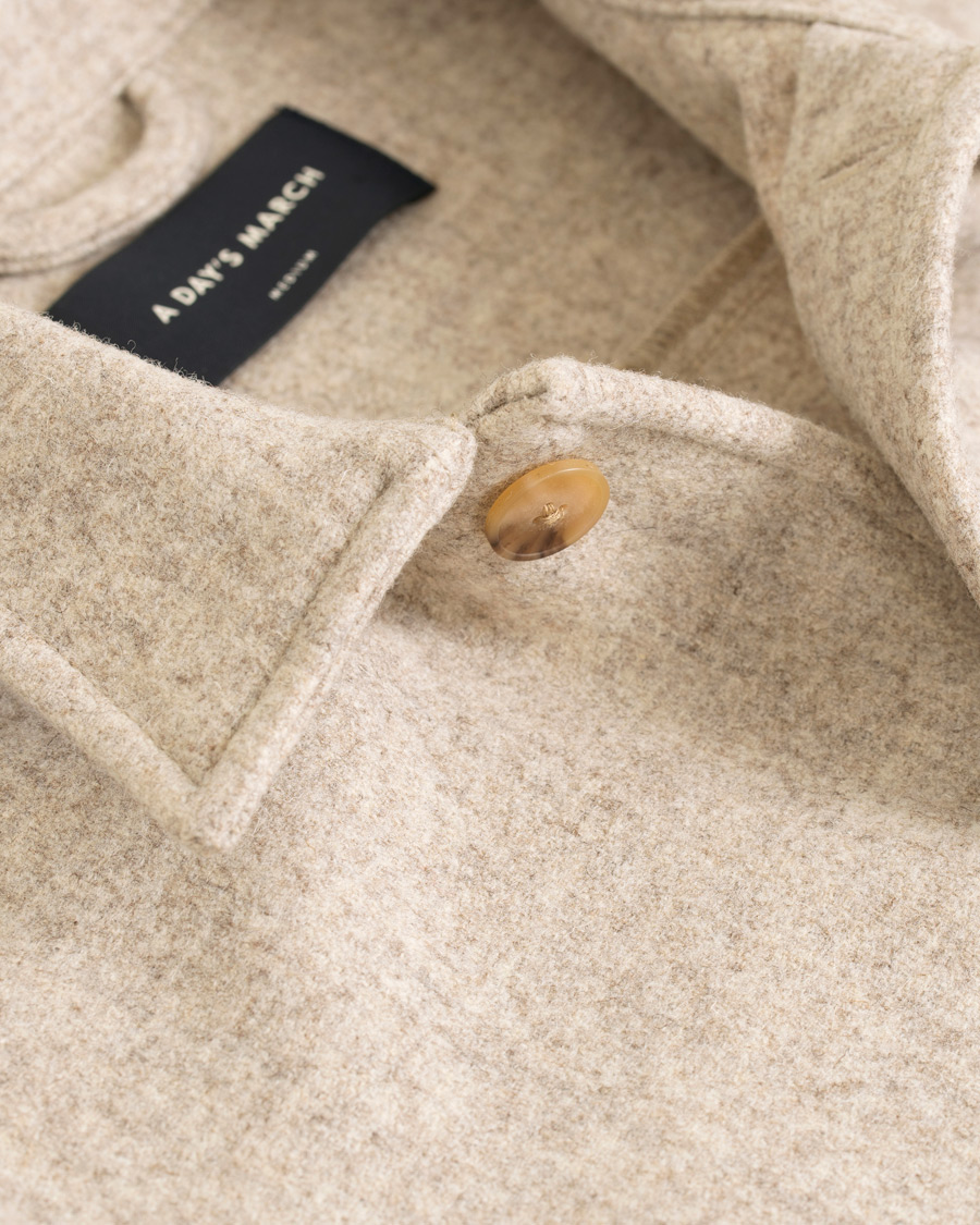 Herr | Skjortor | A Day's March | Original Wool Overshirt Off White Melange