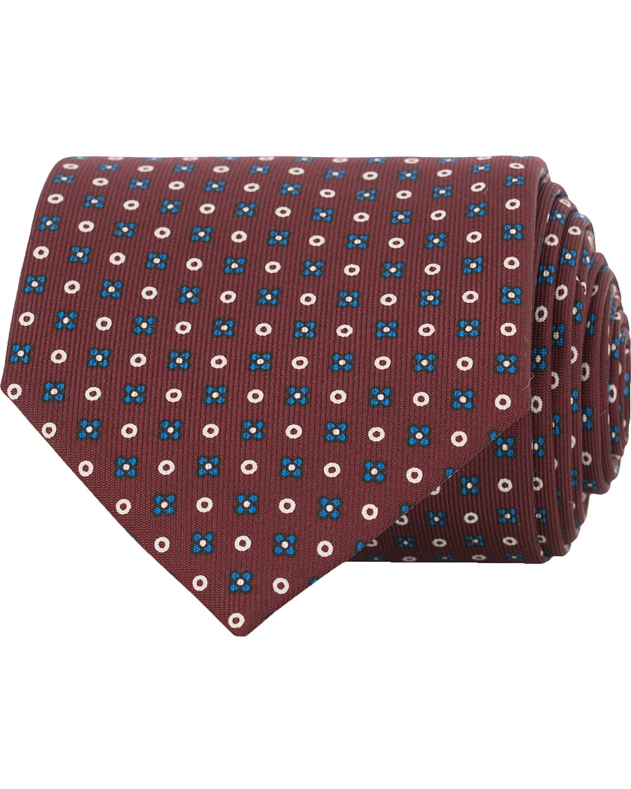 Herr | E. Marinella 3-Fold Micro Fantasy 8 cm Silk Tie Burgundy | E. Marinella | 3-Fold Micro Fantasy 8 cm Silk Tie Burgundy