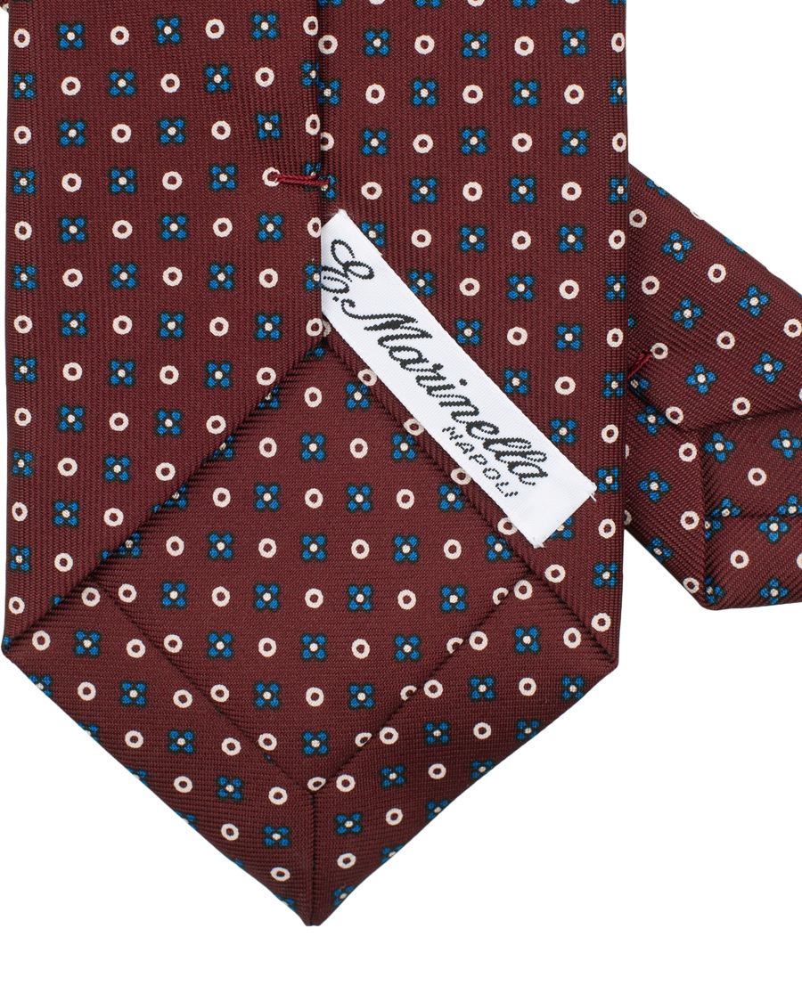 Herr | E. Marinella 3-Fold Micro Fantasy 8 cm Silk Tie Burgundy | E. Marinella | 3-Fold Micro Fantasy 8 cm Silk Tie Burgundy