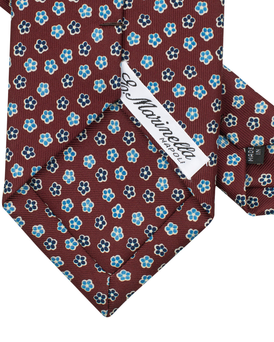 Herr | E. Marinella 3-Fold Micro Flower 8 cm Silk Tie Burgundy | E. Marinella | 3-Fold Micro Flower 8 cm Silk Tie Burgundy