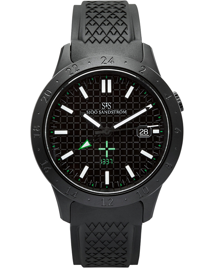 Herr | Sjöö Sandström Royal Steel Worldtimer LEET Black with Rubber 41mm | Sjöö Sandström | Royal Steel Worldtimer LEET Black with Rubber 41mm