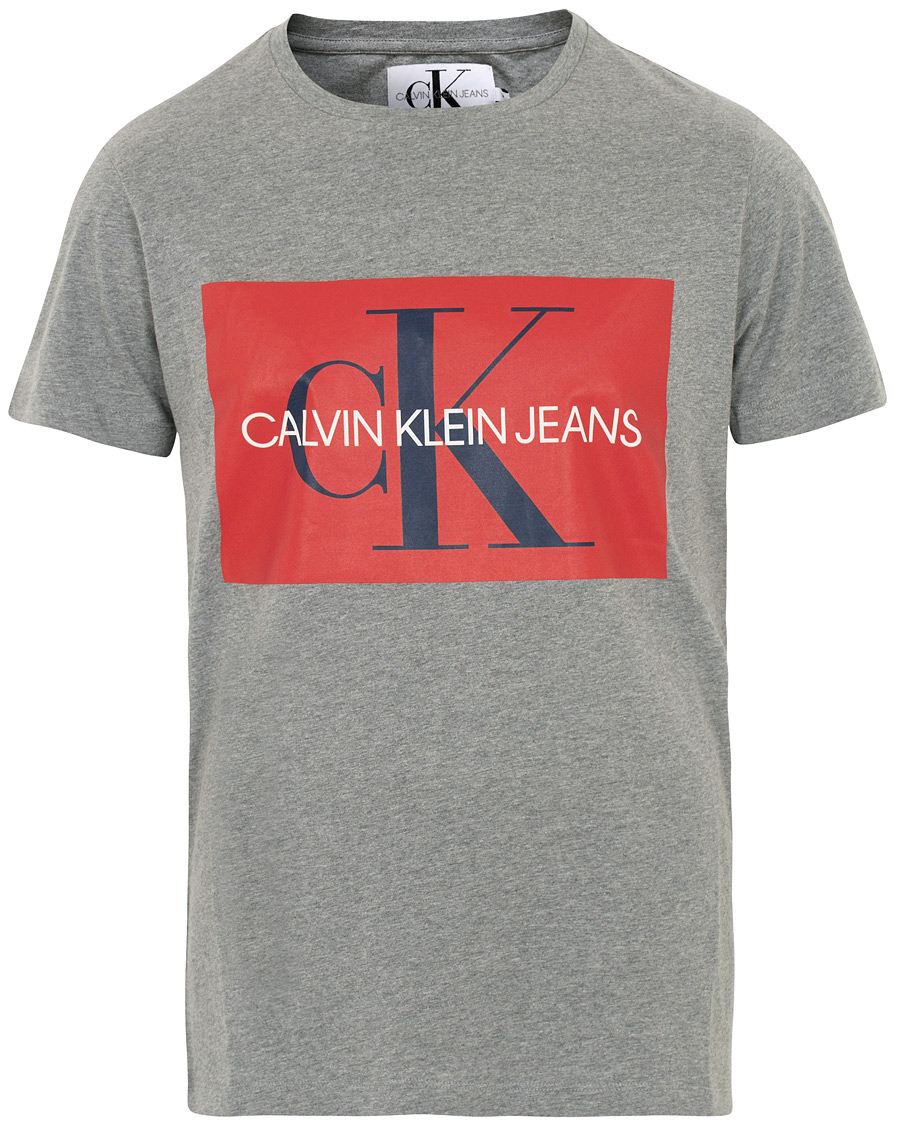 Herr | T-Shirts | Calvin Klein Jeans | Monogram Box Logo Tee Grey Heather