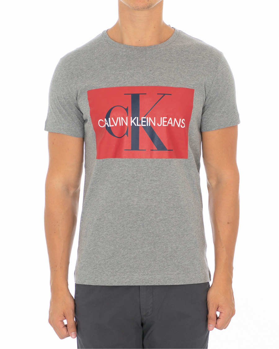 Herr | T-Shirts | Calvin Klein Jeans | Monogram Box Logo Tee Grey Heather