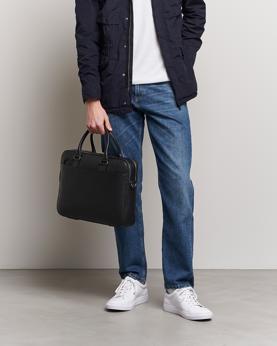 Herr | Väskor | Tiger of Sweden | Burin Grained Leather Breifcase Black