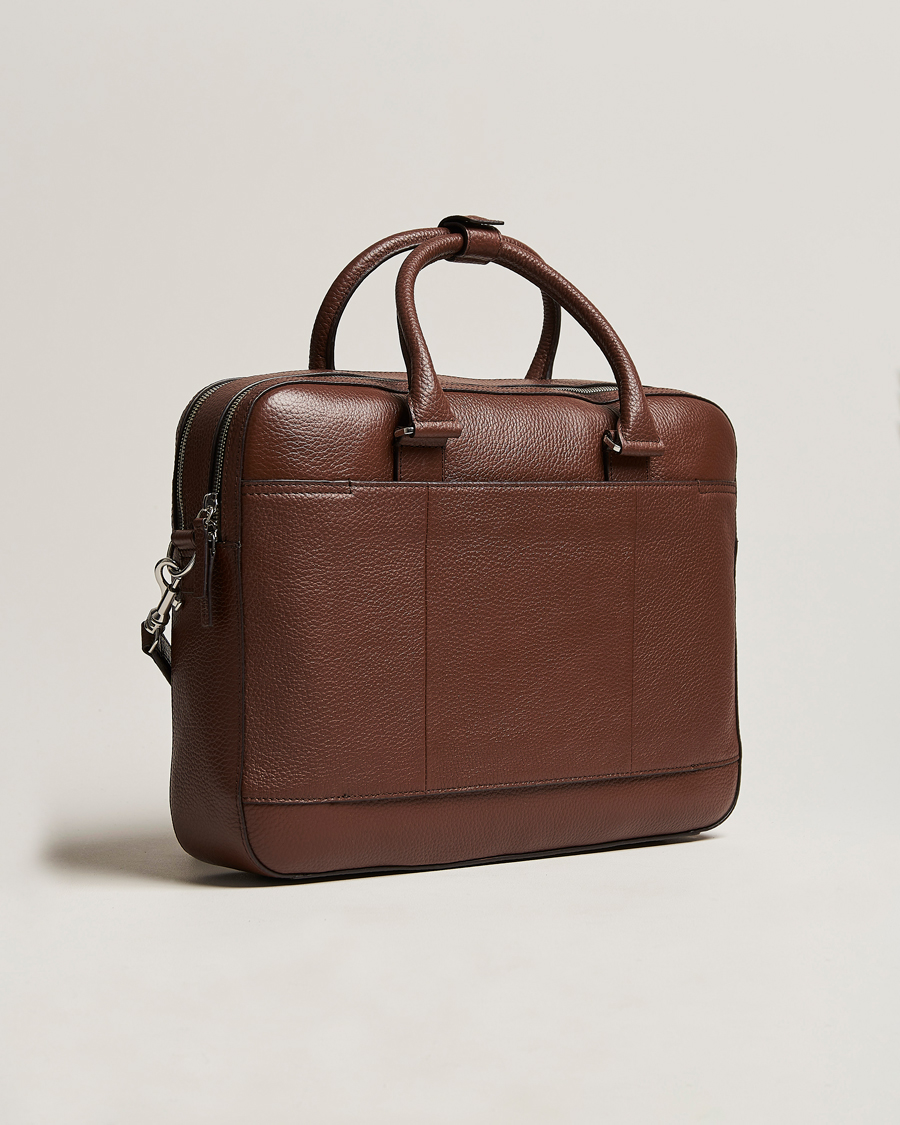 Herr | Väskor | Tiger of Sweden | Burin Grained Leather Briefcase Brown