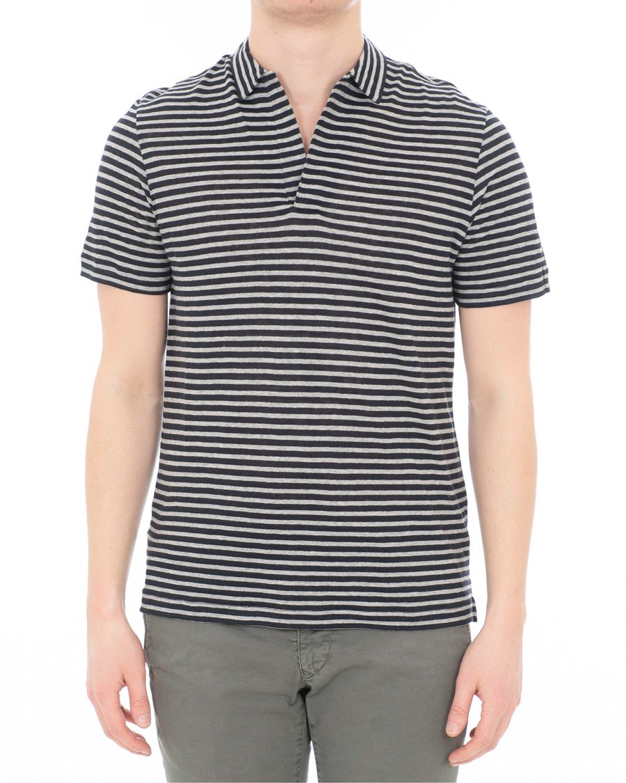 Herr | Pikéer | Oscar Jacobson | Cornelis Striped Short Sleeve Polo Blue/White