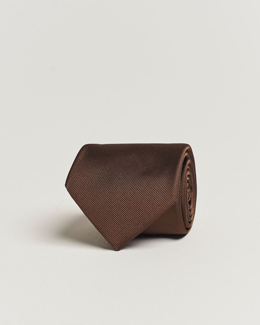 Herr | Slipsar | Amanda Christensen | Plain Classic Tie 8 cm Brown