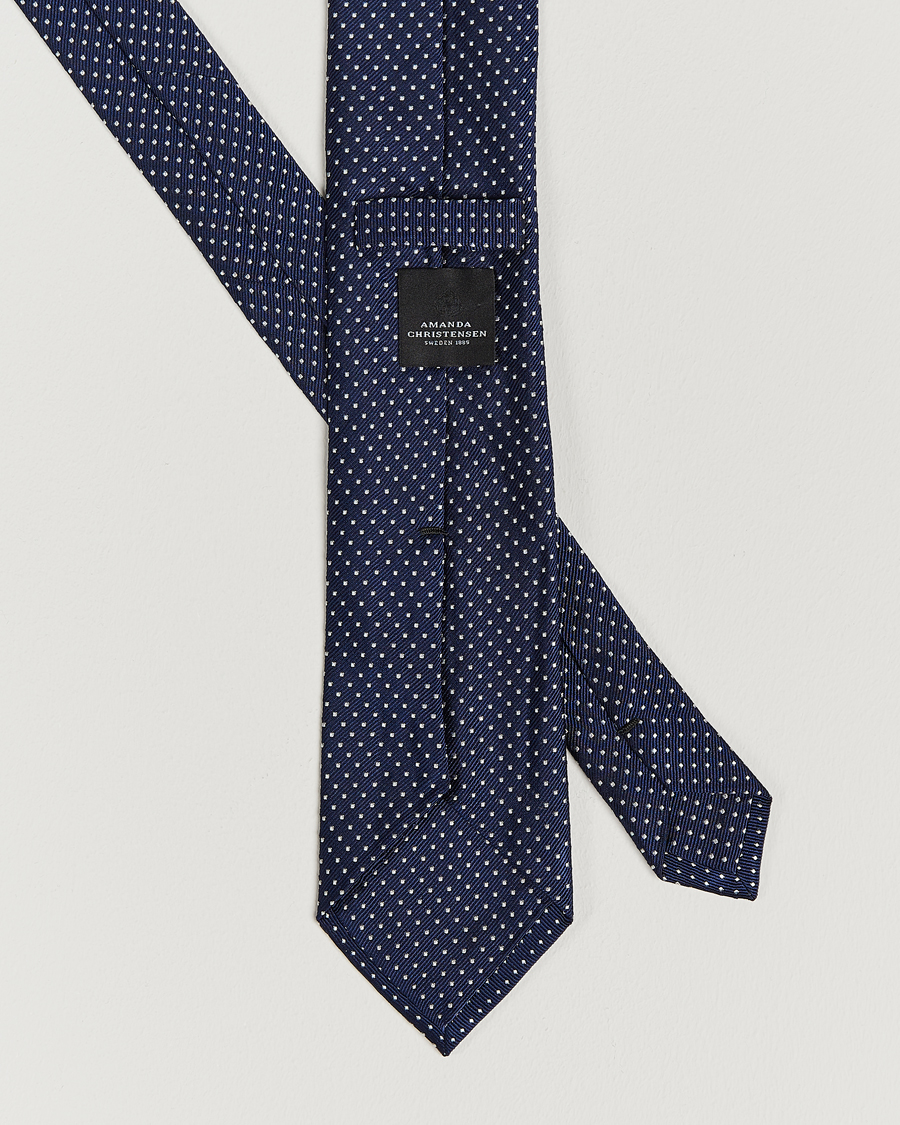 Herr | Slipsar | Amanda Christensen | Micro Dot Classic Tie 8 cm Navy/White