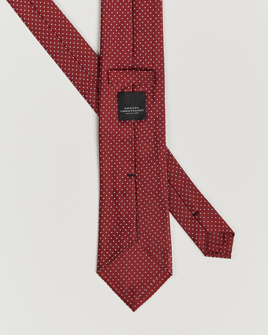 Herr | Slipsar | Amanda Christensen | Micro Dot Classic Tie 8 cm Wine/White