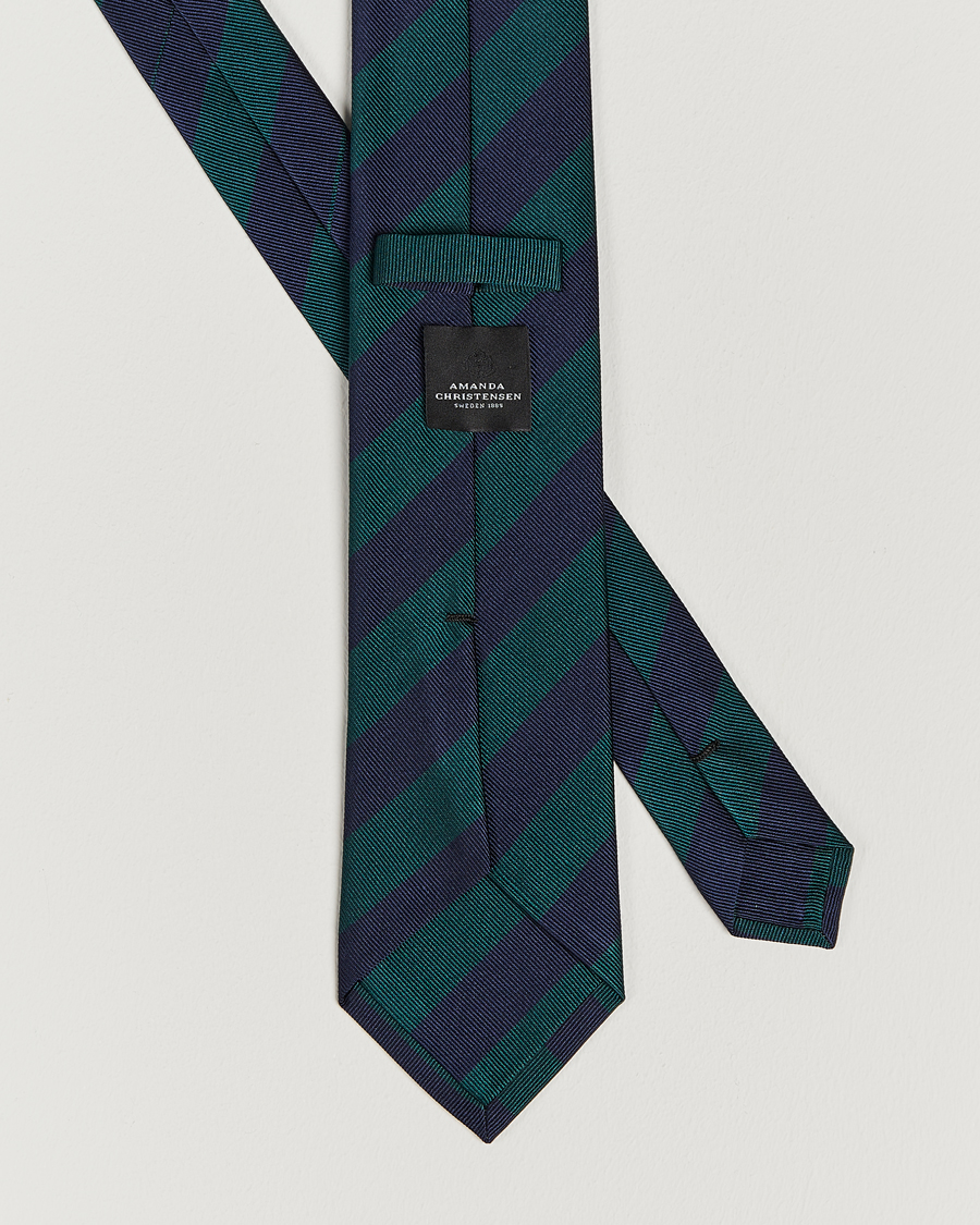 Herr | Slipsar | Amanda Christensen | Regemental Stripe Classic Tie 8 cm Green/Navy