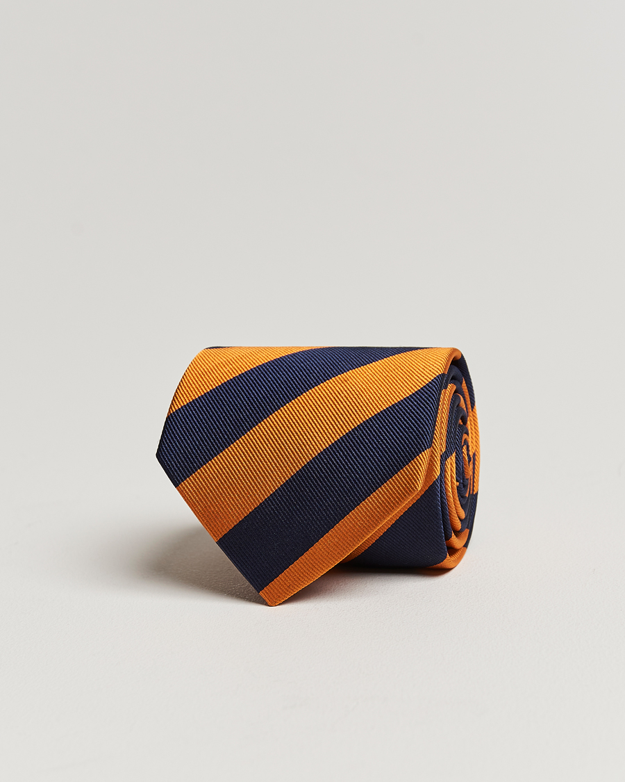 Herr | Slipsar | Amanda Christensen | Regemental Stripe Classic Tie 8 cm Orange/Navy