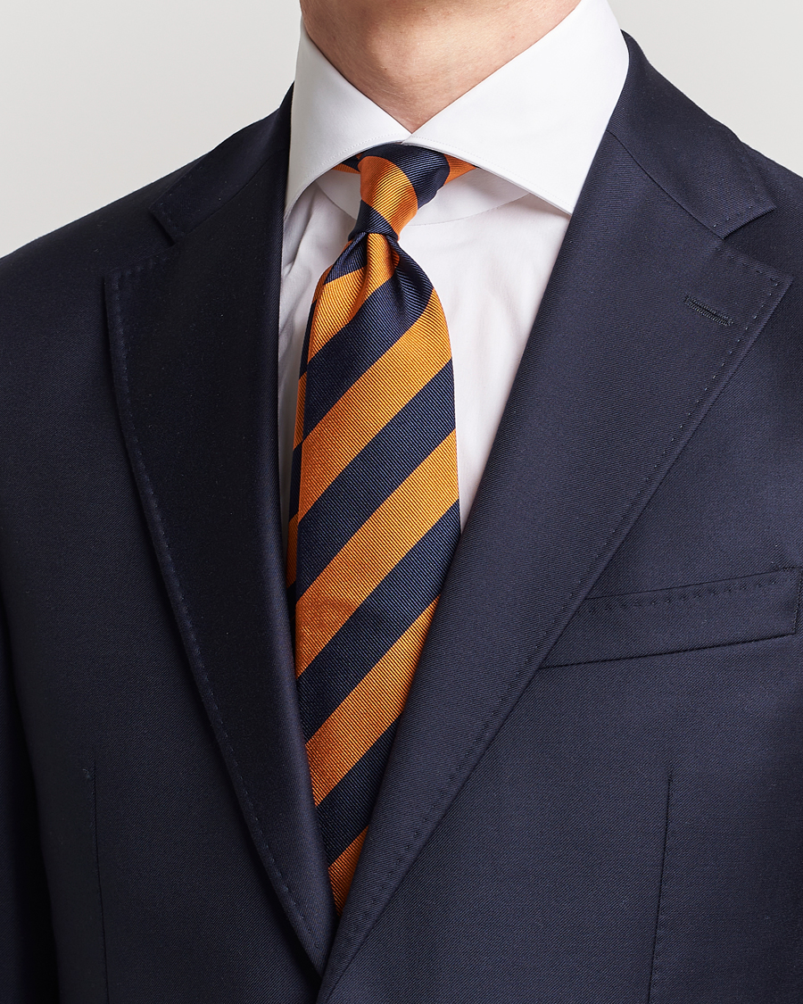 Herr |  | Amanda Christensen | Regemental Stripe Classic Tie 8 cm Orange/Navy