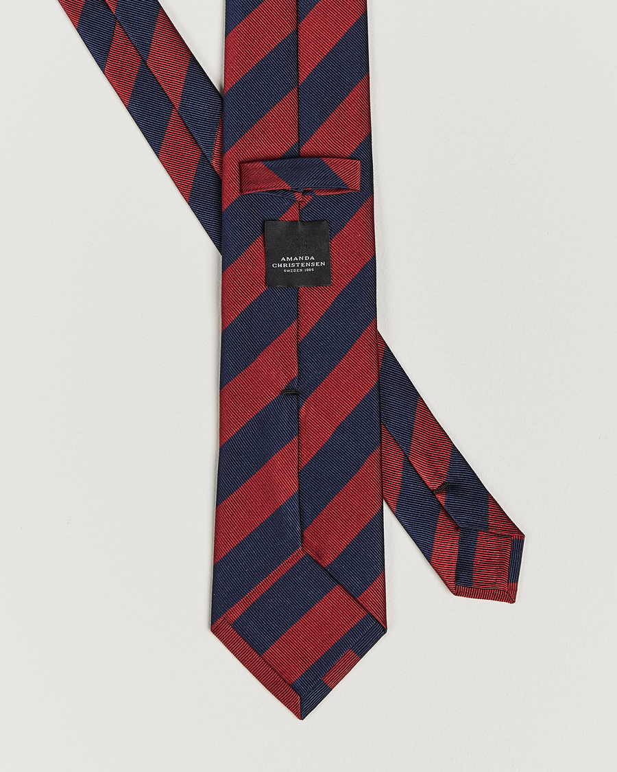 Herr | Slipsar | Amanda Christensen | Regemental Stripe Classic Tie 8 cm Wine/Navy