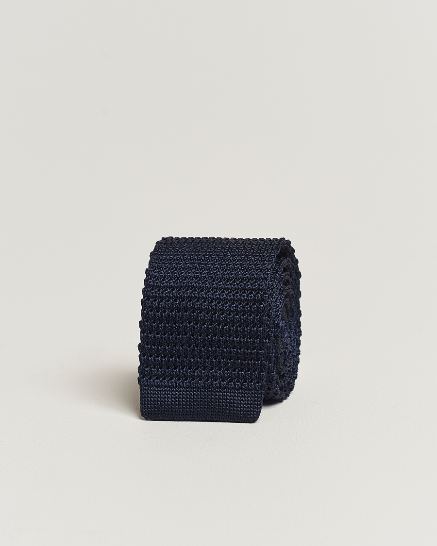 Herr |  | Amanda Christensen | Knitted Silk Tie 6 cm Navy
