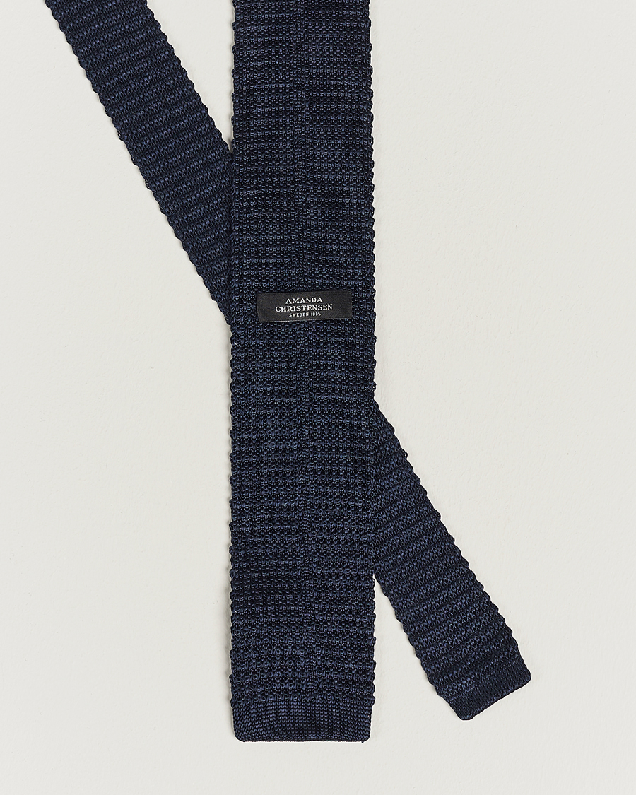 Herr | Slipsar | Amanda Christensen | Knitted Silk Tie 6 cm Navy