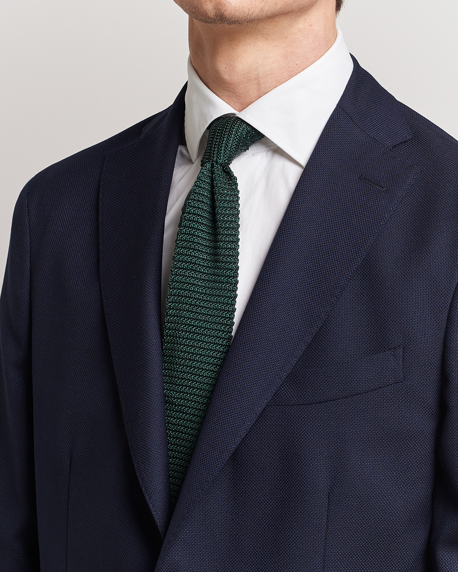 Herr | Amanda Christensen | Amanda Christensen | Knitted Silk Tie 6 cm Green