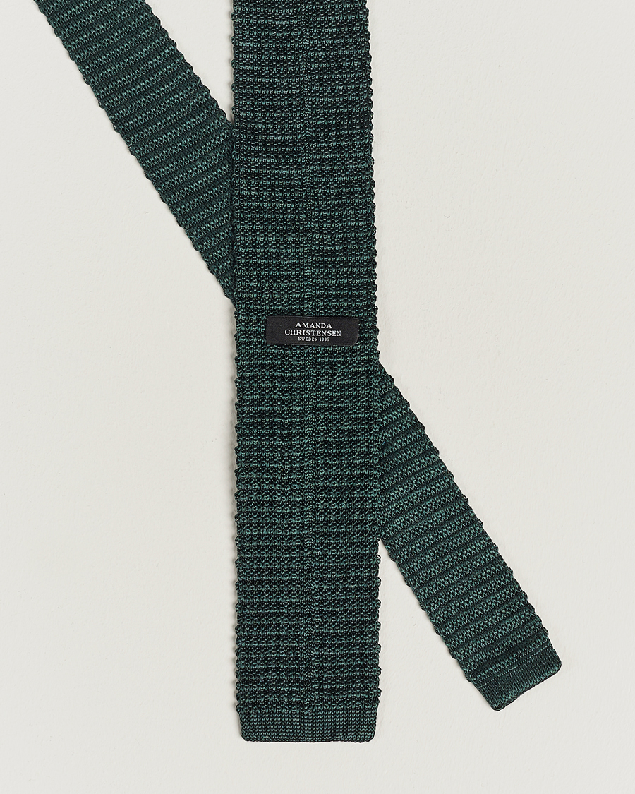 Herr | Slipsar | Amanda Christensen | Knitted Silk Tie 6 cm Green