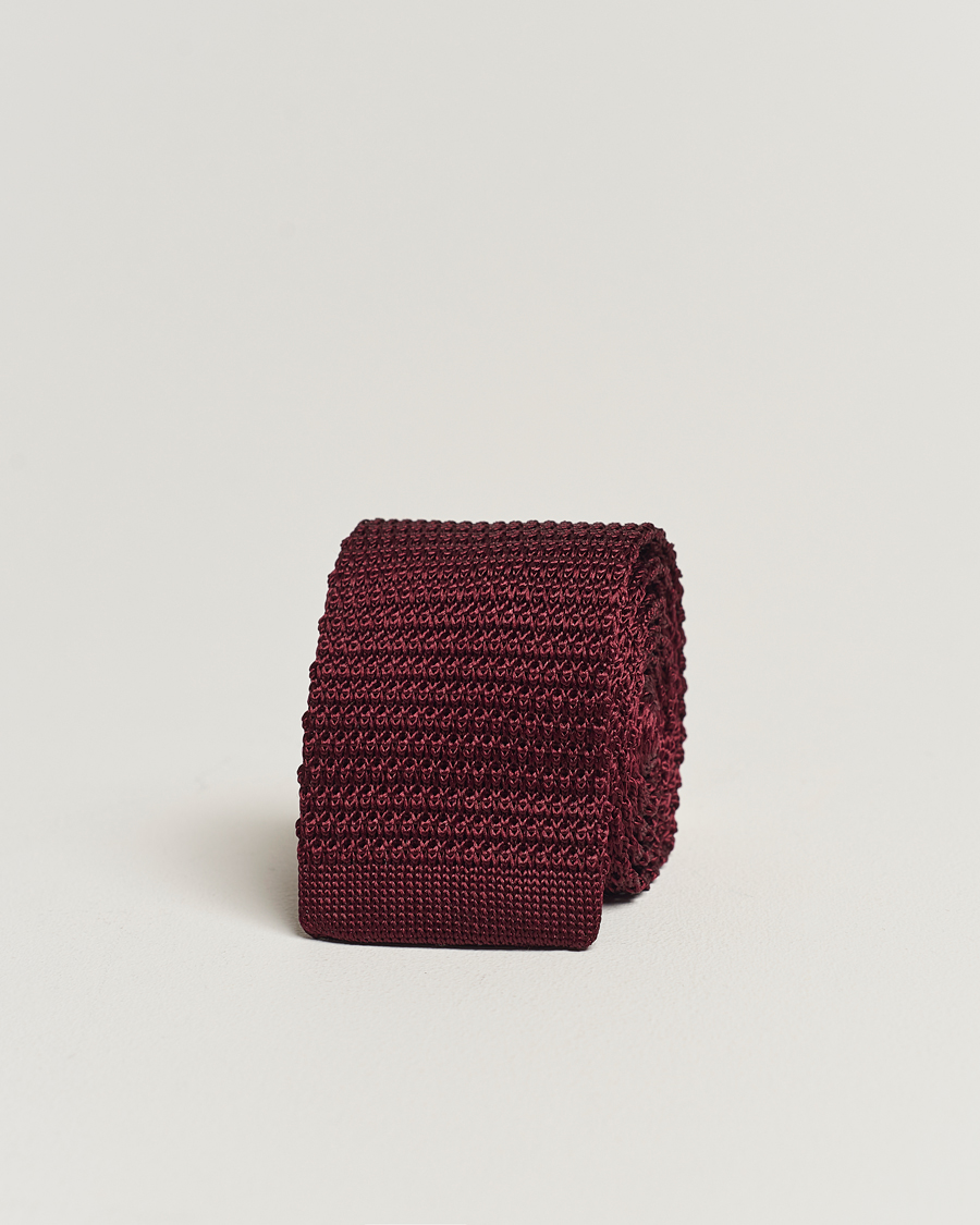 Herr |  | Amanda Christensen | Knitted Silk Tie 6 cm Wine Red