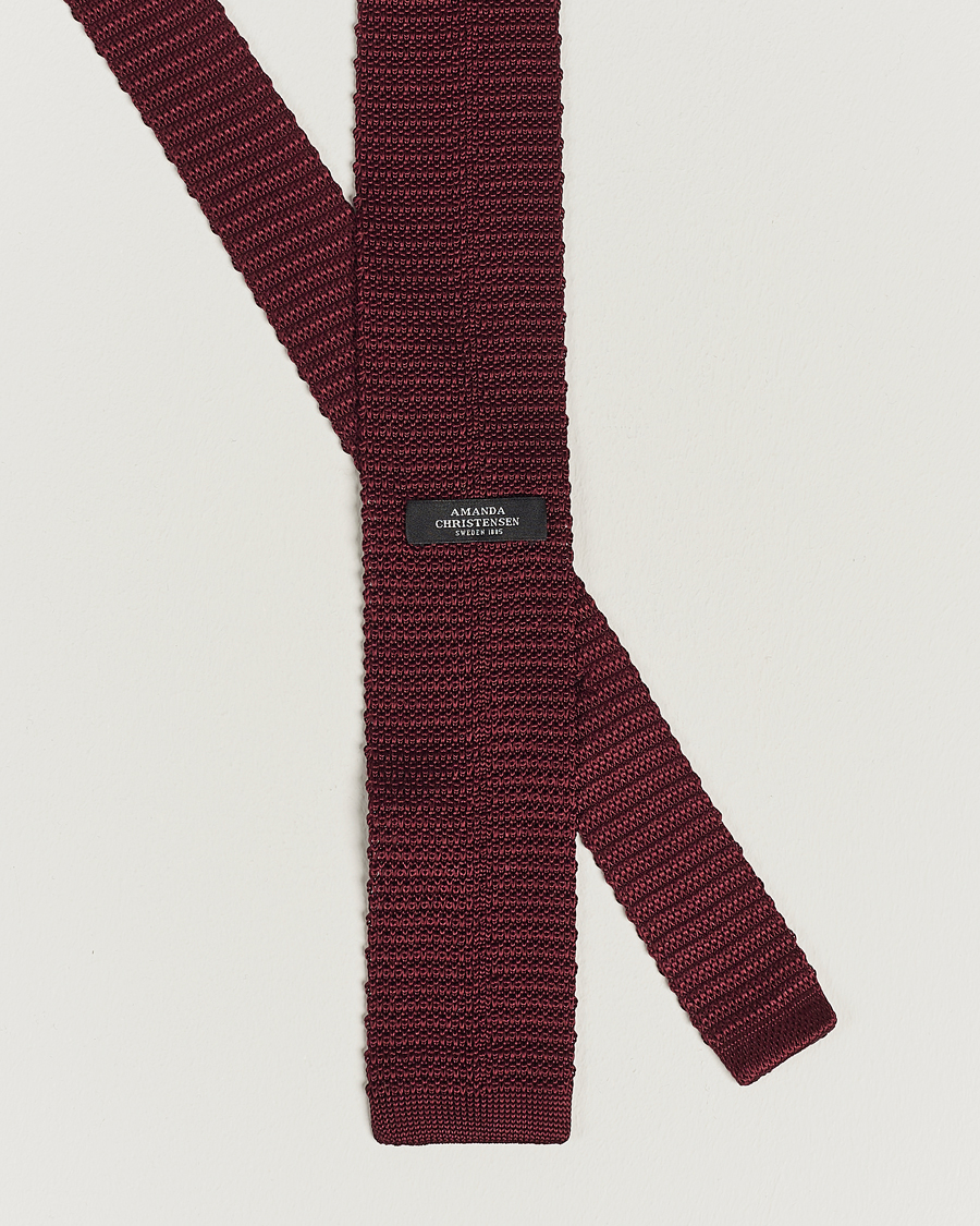 Herr | Slipsar | Amanda Christensen | Knitted Silk Tie 6 cm Wine Red