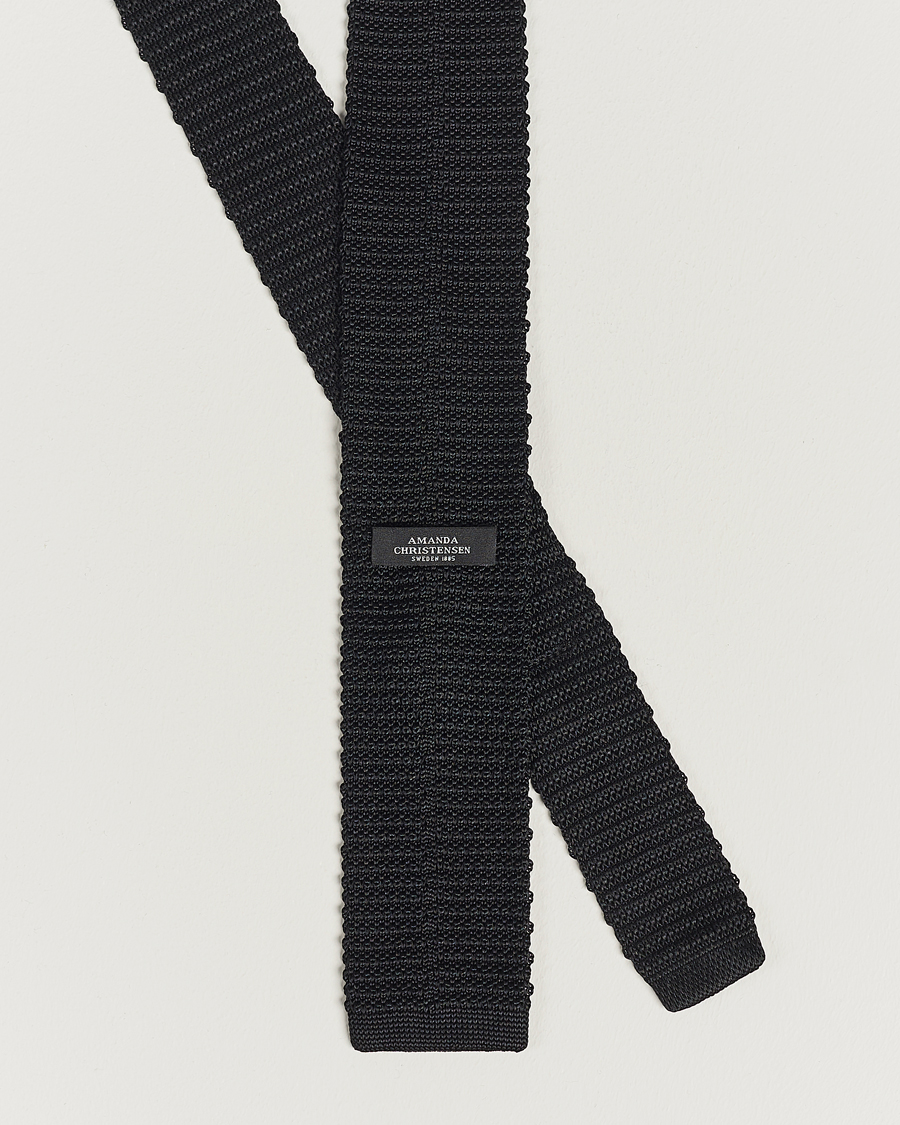 Herr | Slipsar | Amanda Christensen | Knitted Silk Tie 6 cm Black