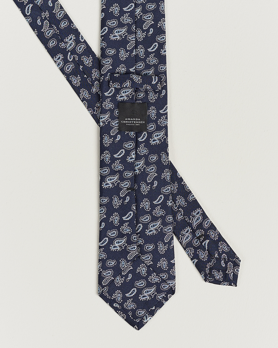 Herr | Slipsar | Amanda Christensen | Paisley Woven Silk Tie 8 cm Navy