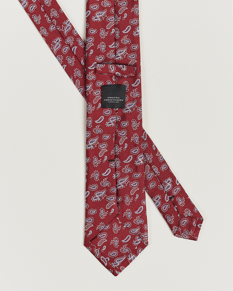 Herr | Slipsar | Amanda Christensen | Paisley Woven Silk Tie 8 cm Wine Red