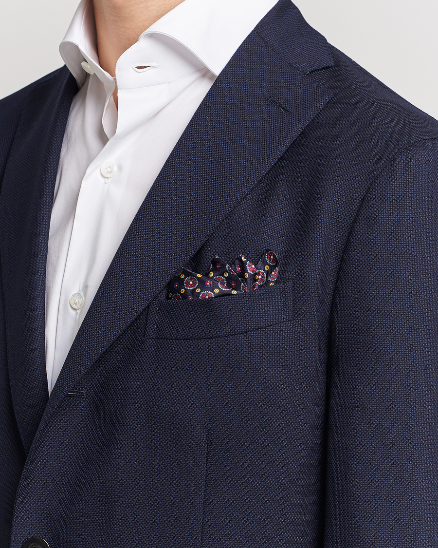 Herre | Lommeklude | Amanda Christensen | Medallion Silk Pocket Square Navy