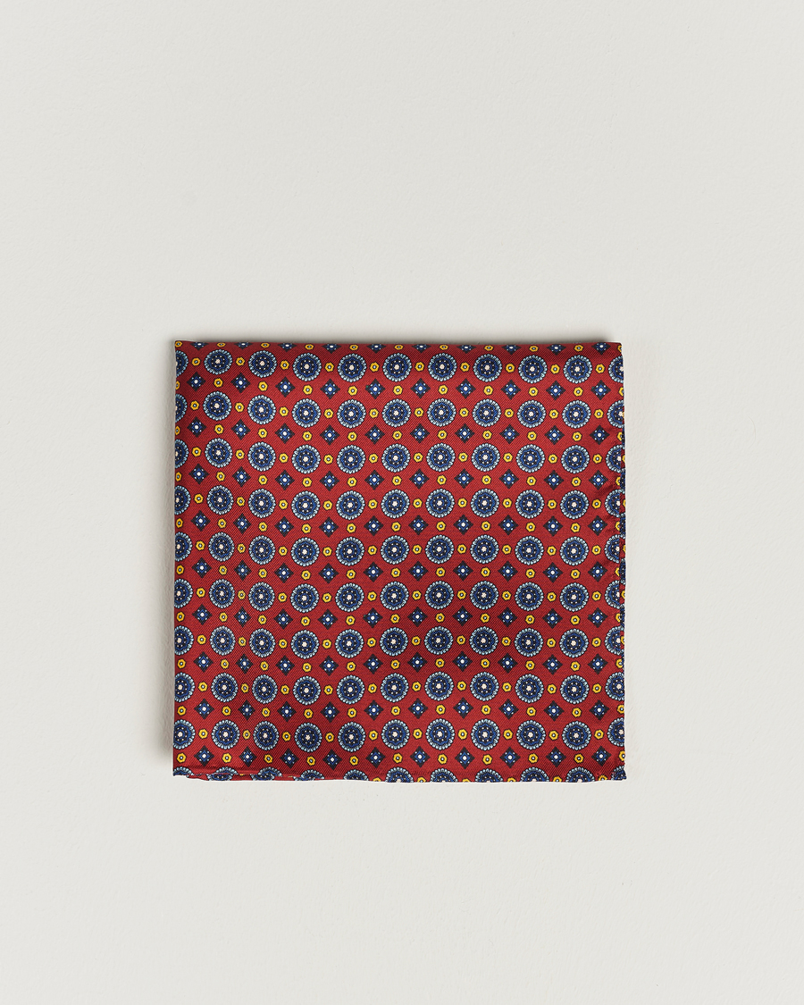 Herre | Lommetørklær | Amanda Christensen | Medallion Silk Pocket Square Wine Red