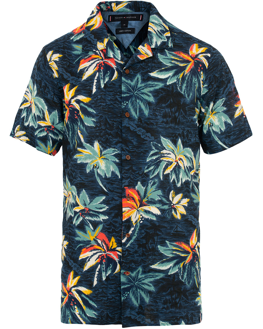 Herr | Skjortor | Tommy Hilfiger | Hawaiian Printed Camp Collar Short Sleeve Shirt Indigo