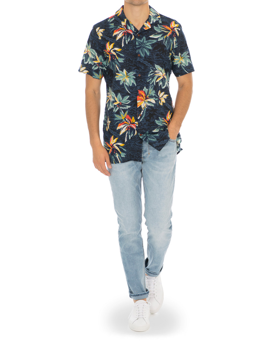 Herr | Skjortor | Tommy Hilfiger | Hawaiian Printed Camp Collar Short Sleeve Shirt Indigo