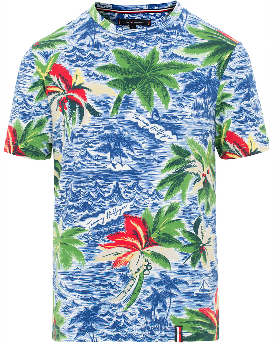Herr | T-Shirts | Tommy Hilfiger | Palm Over Print Crew Neck Tee Snow White