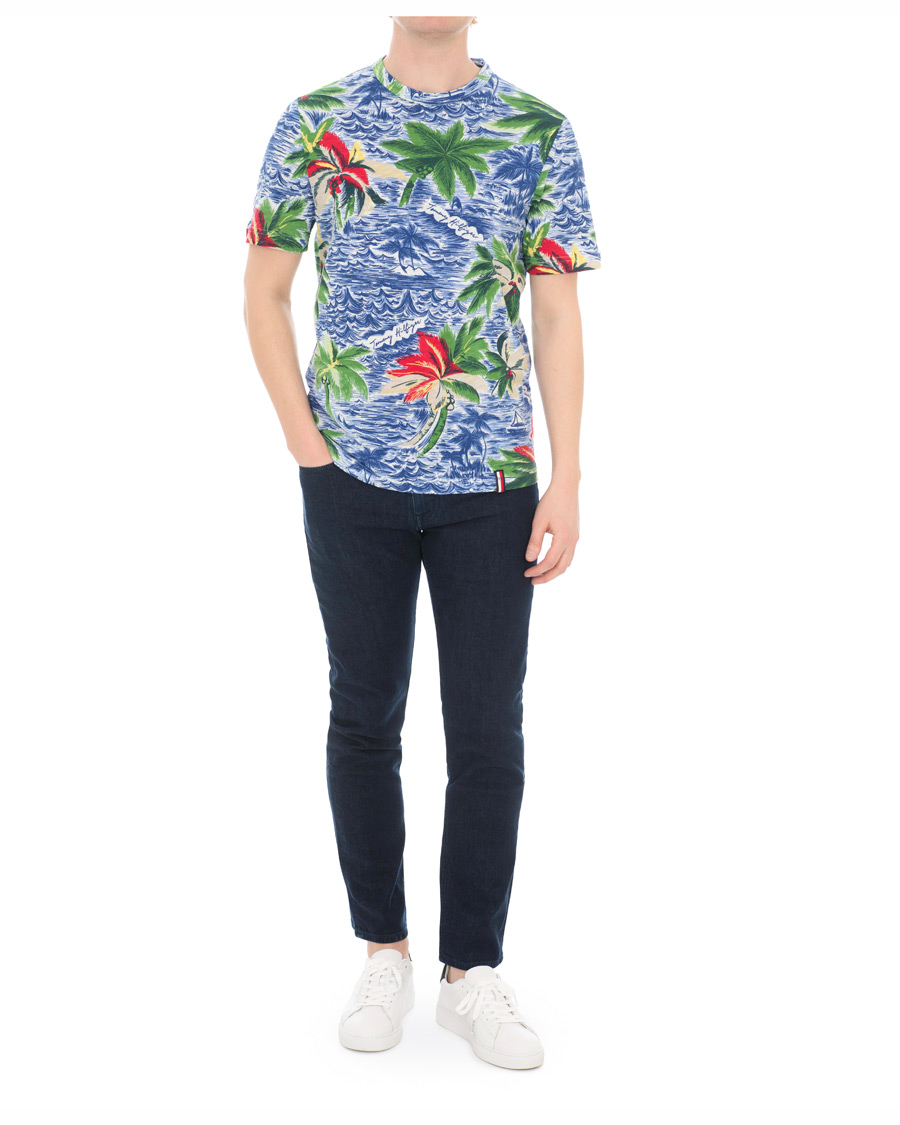 Herr | T-Shirts | Tommy Hilfiger | Palm Over Print Crew Neck Tee Snow White