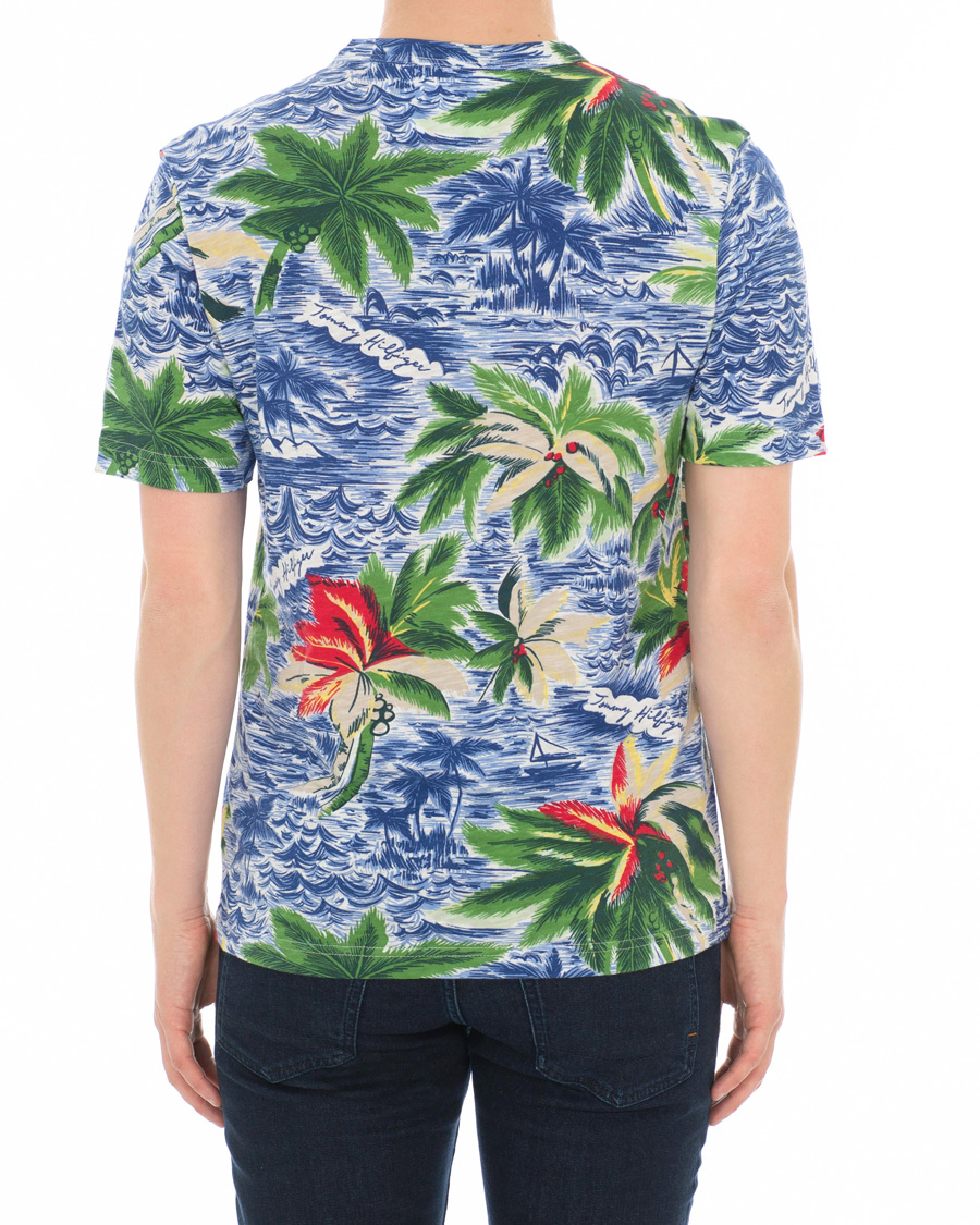 Herr | T-Shirts | Tommy Hilfiger | Palm Over Print Crew Neck Tee Snow White