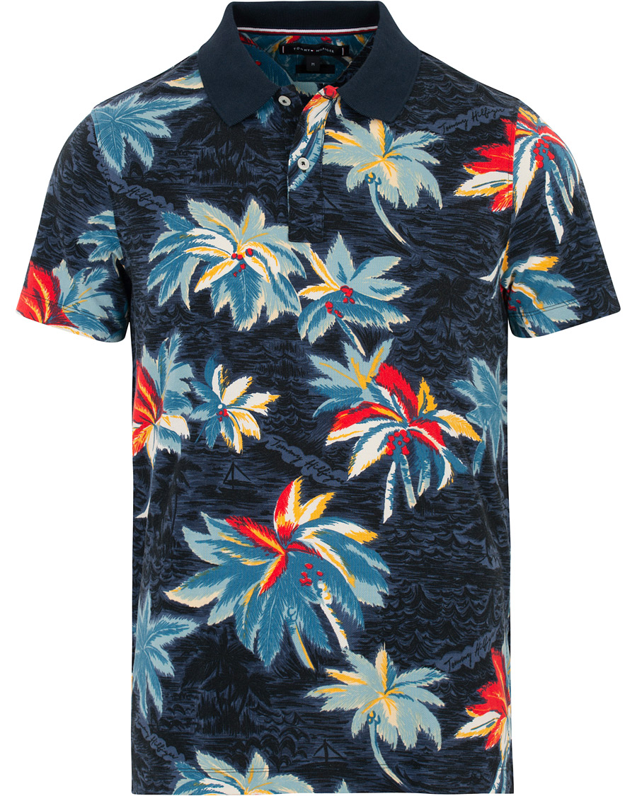 Herr | Pikéer | Tommy Hilfiger | All Over Flower Print Polo Vintage Indigo
